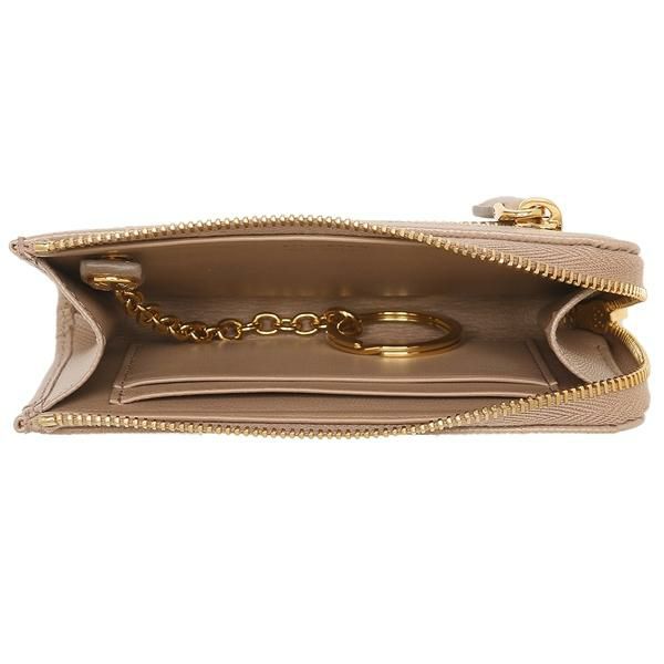 プラダ キーケース コインケース サフィアーノトライアングルロゴ ベージュ レディース PRADA 1PP122 QHH F0236 詳細画像
