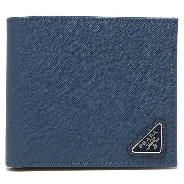 プラダ 二つ折り財布 サフィアーノ トライアングルロゴ ブルー メンズ PRADA 2MO513 QHH F0016 詳細画像