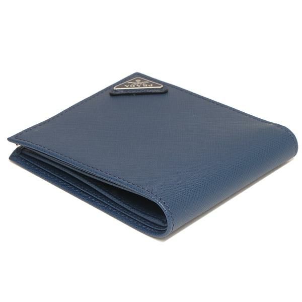プラダ 二つ折り財布 サフィアーノ トライアングルロゴ ブルー メンズ PRADA 2MO513 QHH F0016 詳細画像