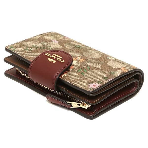 コーチ アウトレット 二つ折り財布 シグネチャー 花柄 ベージュマルチ レディース COACH C8730 IME7V 詳細画像