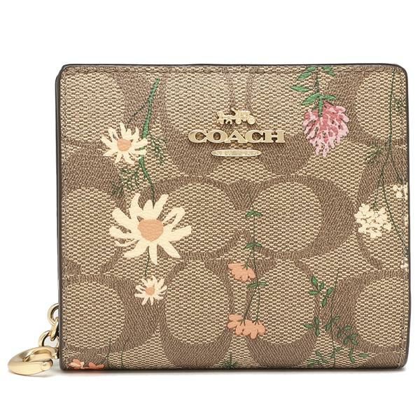 コーチ アウトレット 二つ折り財布 シグネチャー 花柄 ミニ財布 ベージュマルチ レディース COACH C8734 IME7V 詳細画像