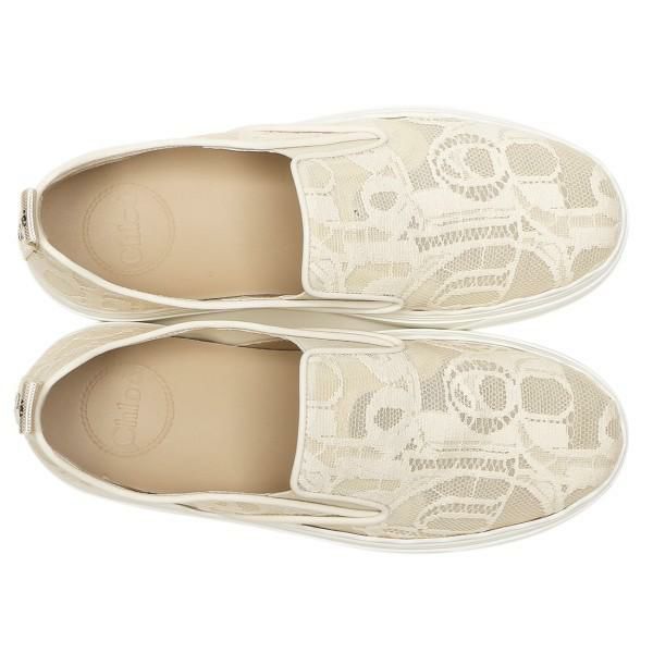 クロエ スニーカー ローレン レース スリッポン ベージュ レディース CHLOE CHC21U421D2 6J1 詳細画像