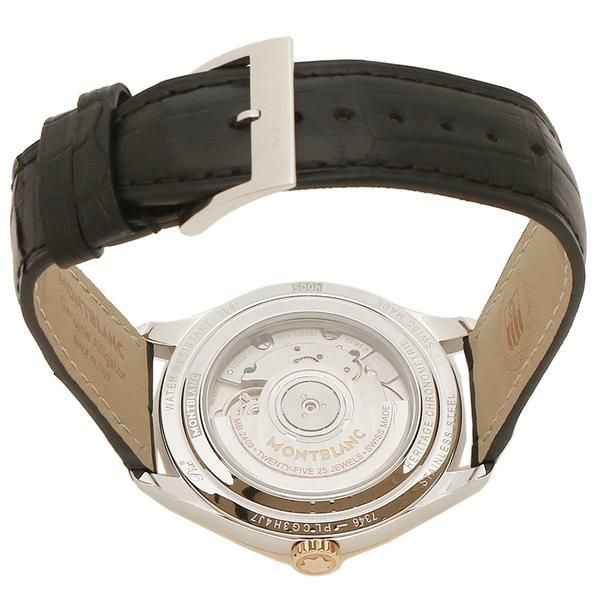 モンブラン 時計 メンズ ヘリテイジ 38 自動巻 シルバー ブラック MONTBLANC 112521 レザー  【お取り寄せ商品】 詳細画像