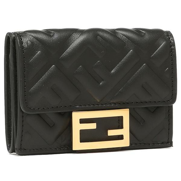 フェンディ 三つ折り財布 バゲット ミニ財布 ブラック レディース FENDI 8M0395 AAJD F0KUR