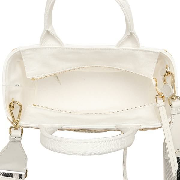 プラダ ショルダーバッグ ウィッカー キャンバス トライアングルロゴ ベージュ ホワイト レディース PRADA 1BG835 2E28 3OY F0N86 詳細画像