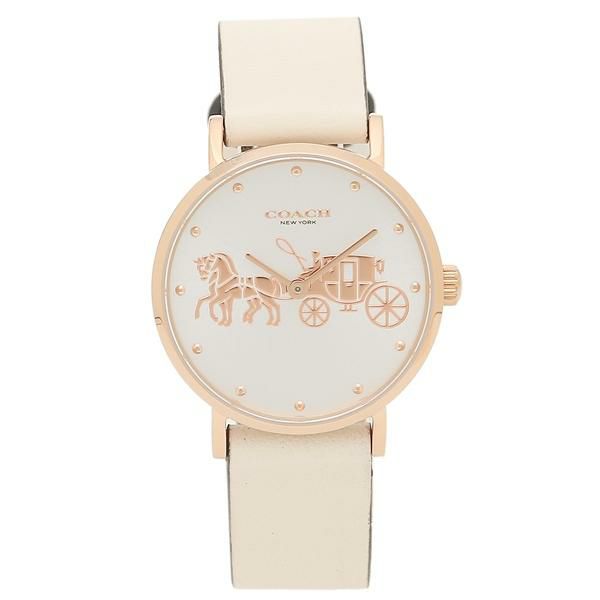 コーチ 時計 レディース ペリー 28mm クォーツ シルバー ホワイト COACH 14503796 レザー