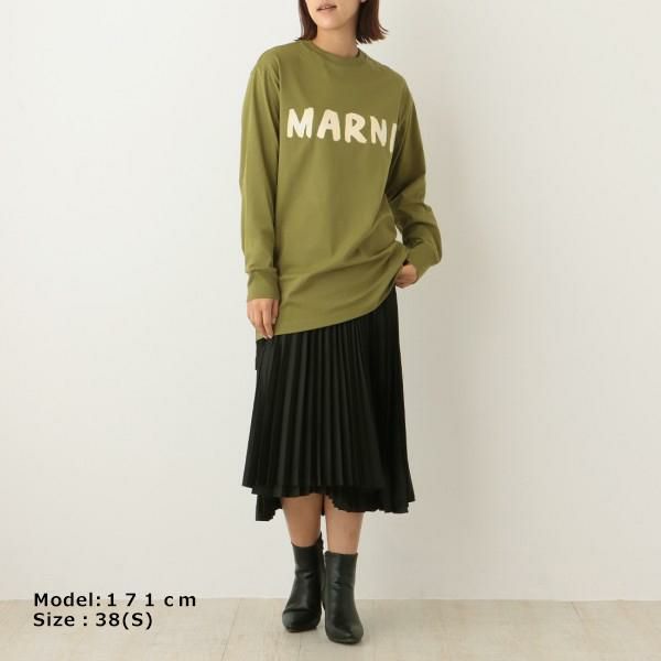 マルニ Tシャツ 長袖Tシャツ トップス グリーン レディース MARNI USCS11 LOV51 詳細画像