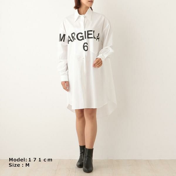 エムエムシックス メゾンマルジェラ シャツ ポプリン シャツワンピース ホワイト レディース MM6 Maison Margiela S52CT0697 S47294 100 詳細画像