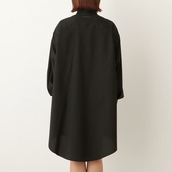 エムエムシックス メゾンマルジェラ シャツ ポプリン シャツワンピース ブラック レディース MM6 Maison Margiela S52CT0697 S47294 900 詳細画像