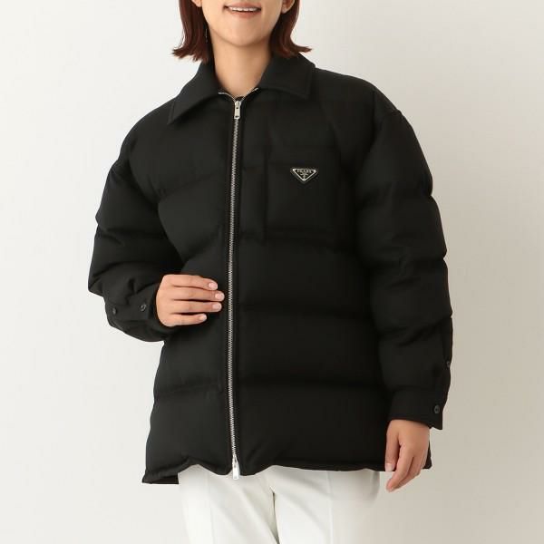 プラダ ダウンジャケット アウター ギャバジン トライアングルロゴ ブラック レディース PRADA 292042 11EY 222 F0002