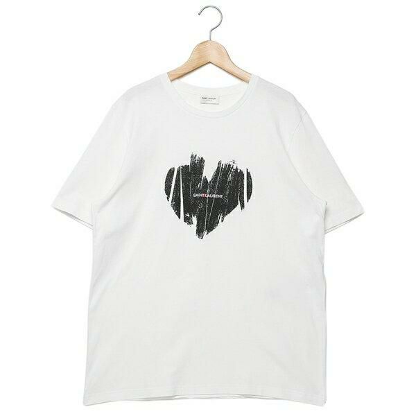 サンローランパリ トップス Tシャツ ロゴ ハート ホワイト レディース SAINT LAURENT PARIS 615522 YBSO2 9744 詳細画像