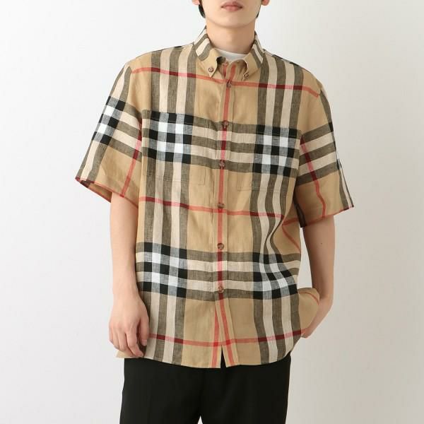 バーバリー シャツ 半袖シャツ ベージュ メンズ BURBERRY 8051073 A7028