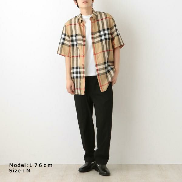 バーバリー シャツ 半袖シャツ ベージュ メンズ BURBERRY 8051073 A7028 詳細画像