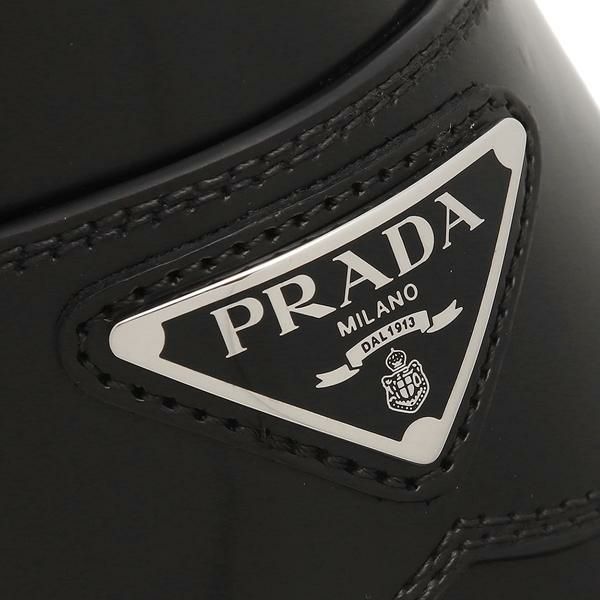 プラダ ローファー 靴 モカシン ブラッシュドレザー トライアングルロゴ ブラック メンズ PRADA 2DB195 P39 X000 F0002 詳細画像