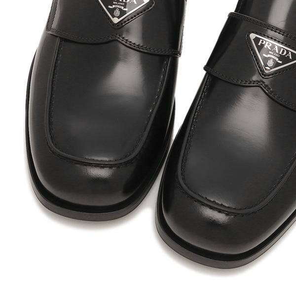 プラダ ローファー 靴 モカシン ブラッシュドレザー トライアングルロゴ ブラック メンズ PRADA 2DB195 P39 X000 F0002 詳細画像