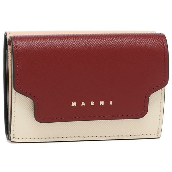 マルニ MARNI 三つ折り財布 トリフォールドウォレット レッド ミニ財布