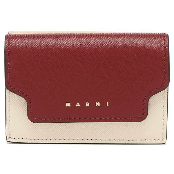 マルニ 三つ折り財布 トランク トリフォールドウォレット ミニ財布 レッド マルチ レディース MARNI PFMOW02U23 LV520 Z541N 詳細画像