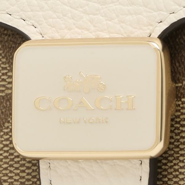 コーチ アウトレット 二つ折り財布 シグネチャー ミニ財布 ベージュ ホワイト レディース COACH C7805 IMDJ8 詳細画像