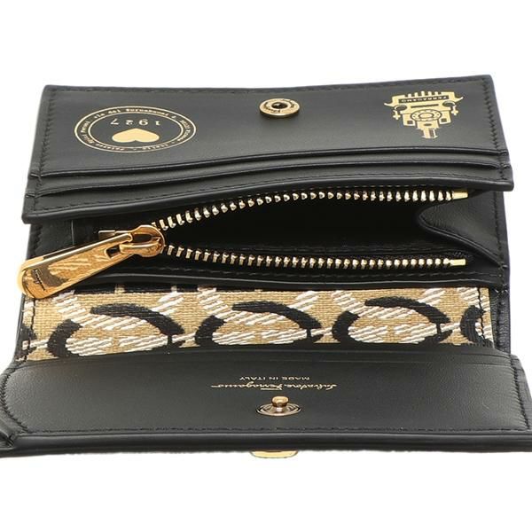 サルヴァトーレフェラガモ 二つ折り財布 トラベル ミニ財布 ブラック レディース Salvatore Ferragamo 220260 742474 詳細画像