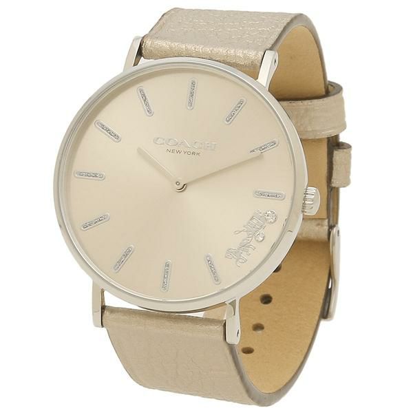 コーチ レディース 時計 ペリー 36mm クォーツ ホワイト ゴールド COACH 14503853 レザー 詳細画像