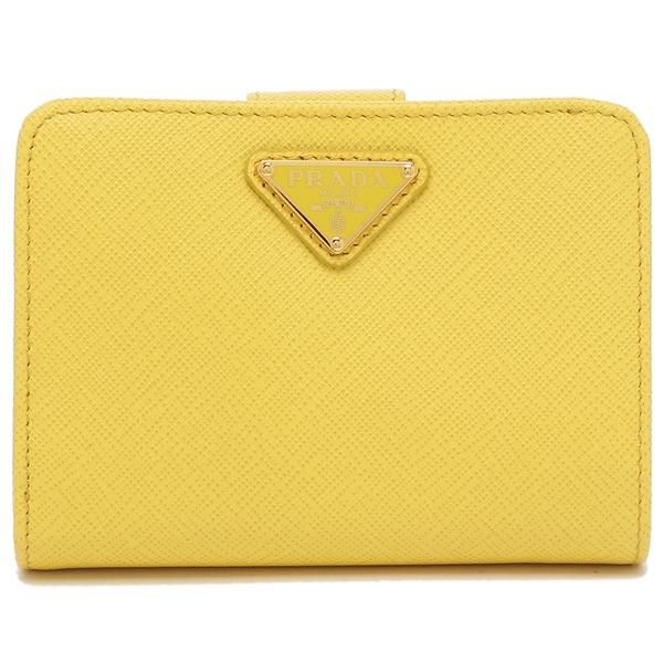 プラダ 二つ折り財布 サフィアーノトライアングルロゴ イエロー レディース PRADA 1ML018 QHH F0377 詳細画像