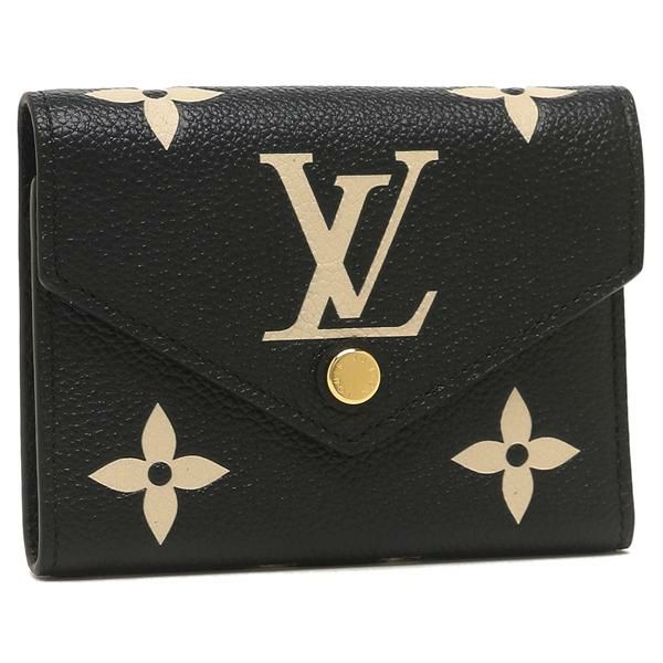 ルイヴィトン 三つ折り財布 ポルトフォイユ ヴィクトリーヌ ミニ財布 ブラック ベージュ レディース LOUIS VUITTON M80968