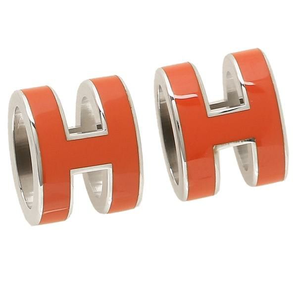 エルメス ピアス アクセサリー ポップアッシュ オレンジ シルバー レディース HERMES H608001FP 86