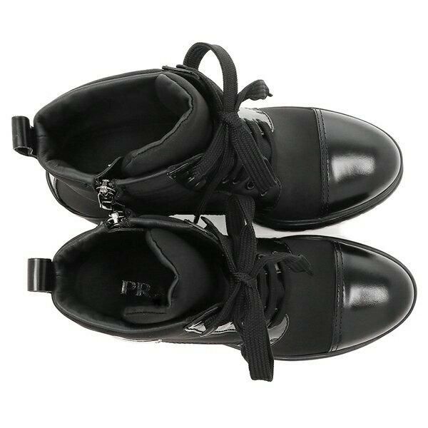 プラダ ブーティ 靴 ブーツ ブラッシュドレザーナイロンレースアップブーティー ブラック レディース PRADA 1T708M 3LFU 055 F0002 詳細画像