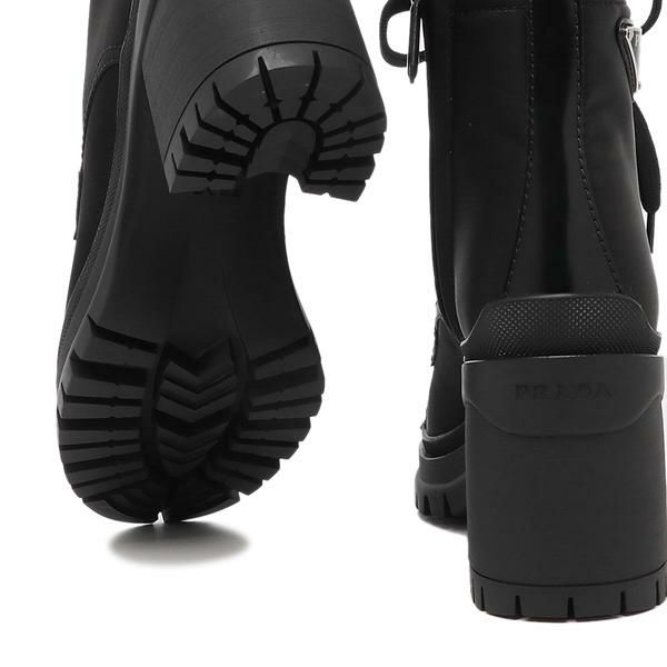 プラダ ブーティ 靴 ブーツ ブラッシュドレザーナイロンレースアップブーティー ブラック レディース PRADA 1T708M 3LFU 055 F0002 詳細画像
