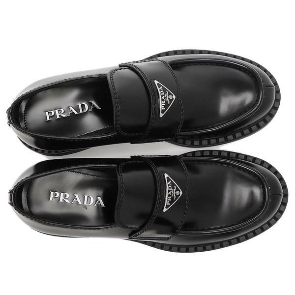 プラダ ローファー 靴 チョコレートブラッシュドレザー ブラック メンズ PRADA 2DE127 055 F0002 詳細画像