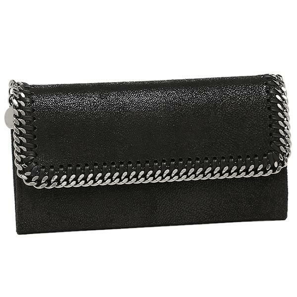 ステラマッカートニー 財布 STELLA McCARTNEY 430999 W9132 1000 ファラベラ FALABELLA FLAP WALLET 長財布 BLACK/SILVER