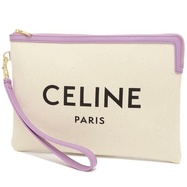セリーヌ ポーチ リストレット クラッチバッグ ロゴ ホワイト パープル レディース CELINE 10E632ECW 32MV 詳細画像