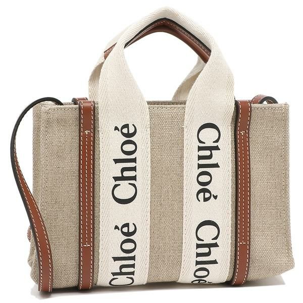 クロエ ハンドバッグ ショルダーバッグ ウッディ ミニバッグ 2WAY ベージュ ホワイト ブラウン レディース CHLOE C22AP237I26 90U