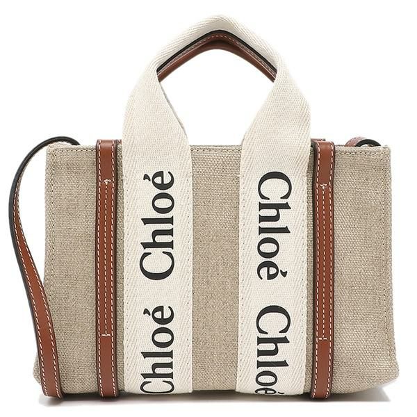 クロエ ハンドバッグ ショルダーバッグ ウッディ ミニバッグ 2WAY ベージュ ホワイト ブラウン レディース CHLOE C22AP237I26 90U 詳細画像