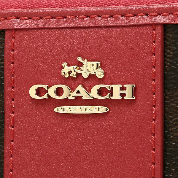 コーチ 財布 COACH F54630 IML72 WALLET  シグネチャー アコーディオン ジップ 長財布 ブラウンxトゥルーレッド 詳細画像