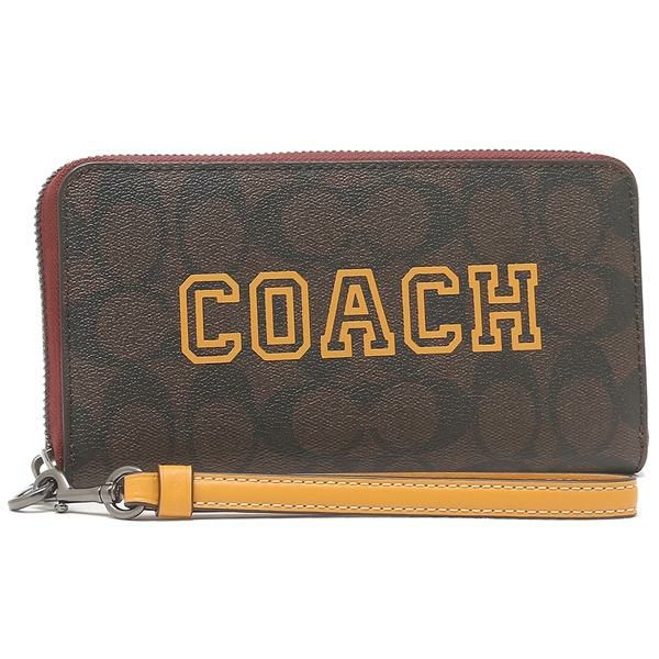 コーチ アウトレット 長財布 ロゴ ブラウン イエロー レディース COACH