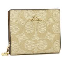 コーチ アウトレット 二つ折り財布 シグネチャー ミニ財布 ベージュ ブラウン レディース COACH C3309 IMNLJ