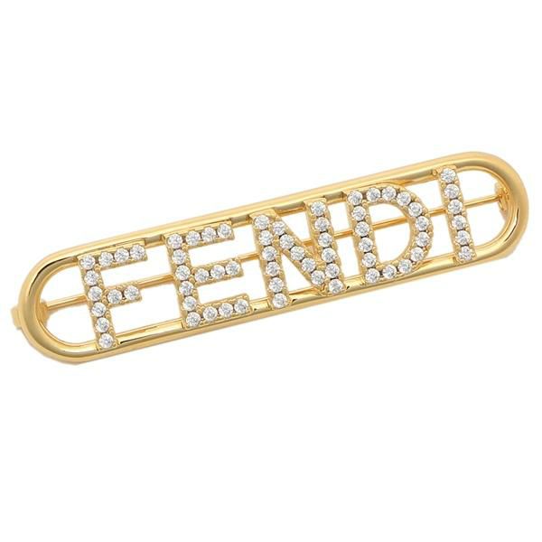 フェンディ ブローチ アクセサリー フェンディグラフィ ゴールド ホワイト レディース FENDI 8AH614 A44G F089U