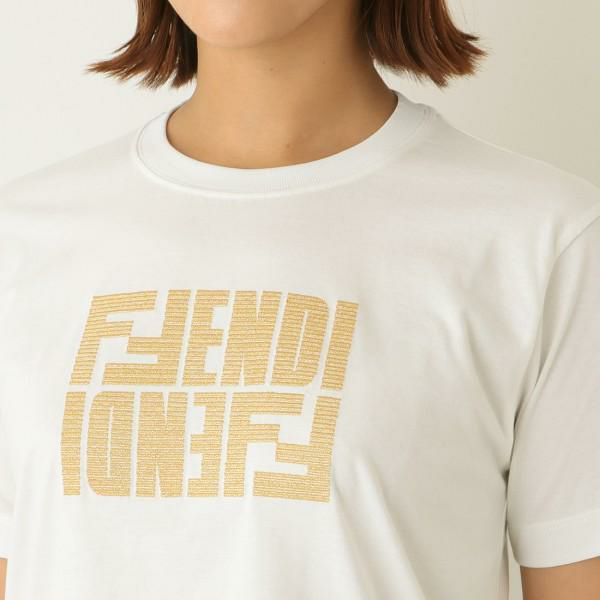 フェンディ Tシャツ トップス ロゴ ホワイト レディース FENDI FS7254 AKS4 F0ZNM 詳細画像