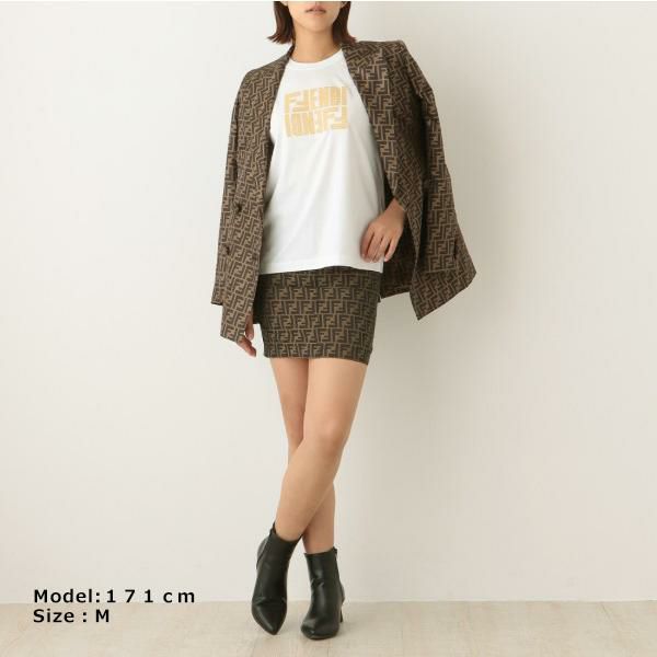 フェンディ Tシャツ トップス ロゴ ホワイト レディース FENDI FS7254 AKS4 F0ZNM 詳細画像