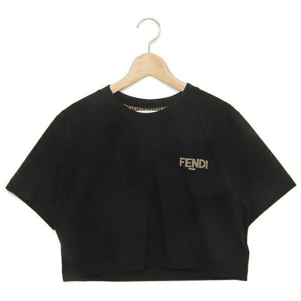 フェンディ Tシャツ トップス クロップド丈 ロゴ ブラック レディース FENDI FS7901 AKS3 F0GME 詳細画像
