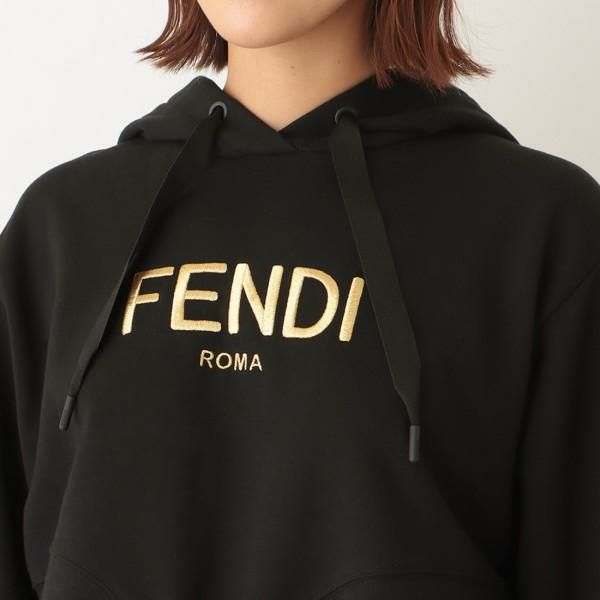 フェンディ パーカー トップス クロップド丈 ロゴ ブラック レディース FENDI FS7902 AK6K F0GME 詳細画像