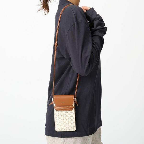 セリーヌ ショルダーバッグ トリオンフ フォンポーチ ホワイト レディース CELINE 10G332CQD 01TA