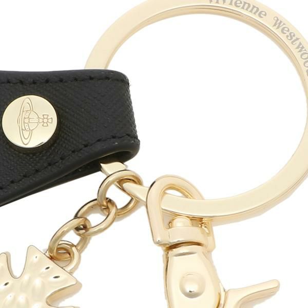 ヴィヴィアンウエストウッド キーリング キーホルダー サフィアーノ ブラック メンズ レディース VIVIENNE WESTWOOD 82030014 OM0009 N401 詳細画像
