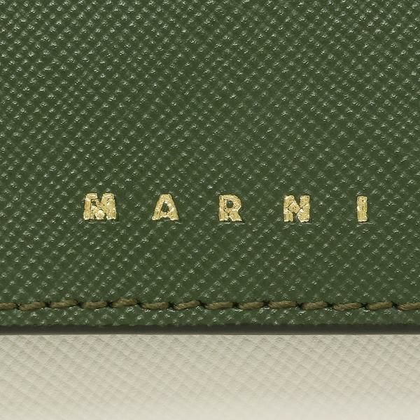 マルニ 三つ折り財布 トランク ミニ財布 グリーン ホワイト マルチ メンズ レディース MARNI PFMOW02U23 LV520 Z584N 詳細画像