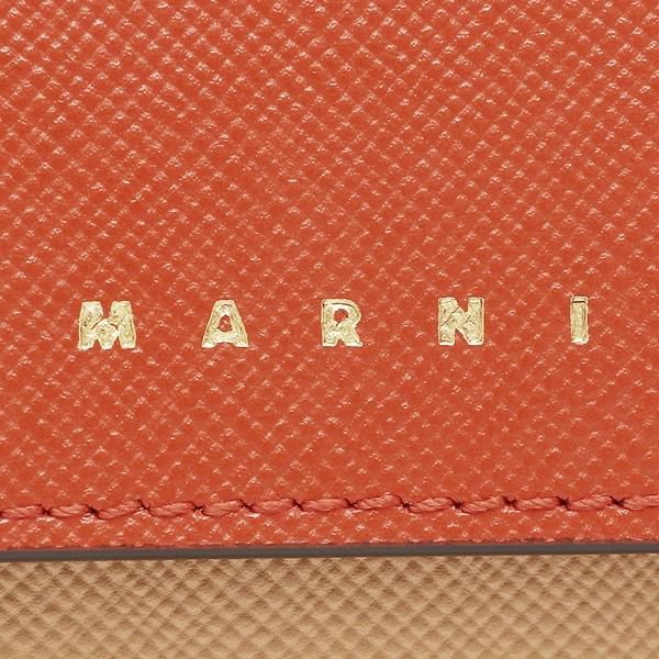 マルニ 三つ折り財布 トランク ミニ財布 オレンジ ベージュ マルチ メンズ レディース MARNI PFMOW02U23 LV520 Z585N 詳細画像