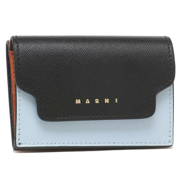 マルニ 三つ折り財布 トランク ミニ財布 ブラック マルチ メンズ レディース MARNI PFMOW02U23 LV520 Z586N