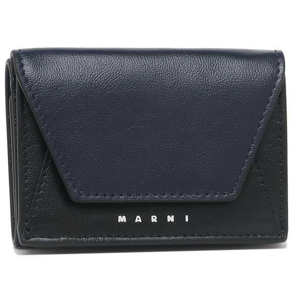 マルニ 三つ折り財布 ミニ財布 ネイビー ブラック メンズ MARNI PFMI0052U0 P2644 Z592B