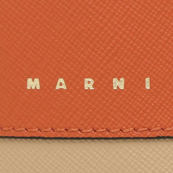 マルニ 二つ折り財布 トランク ミニ財布 オレンジ ベージュ マルチ メンズ レディース MARNI PFMOQ14U13 LV520 Z585N 詳細画像