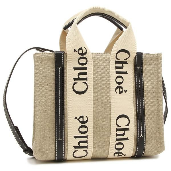 クロエ トートバッグ ショルダーバッグ ウッディ 2WAY ミニバッグ ベージュ ブラック レディース CHLOE CHC22AS397I26 91J